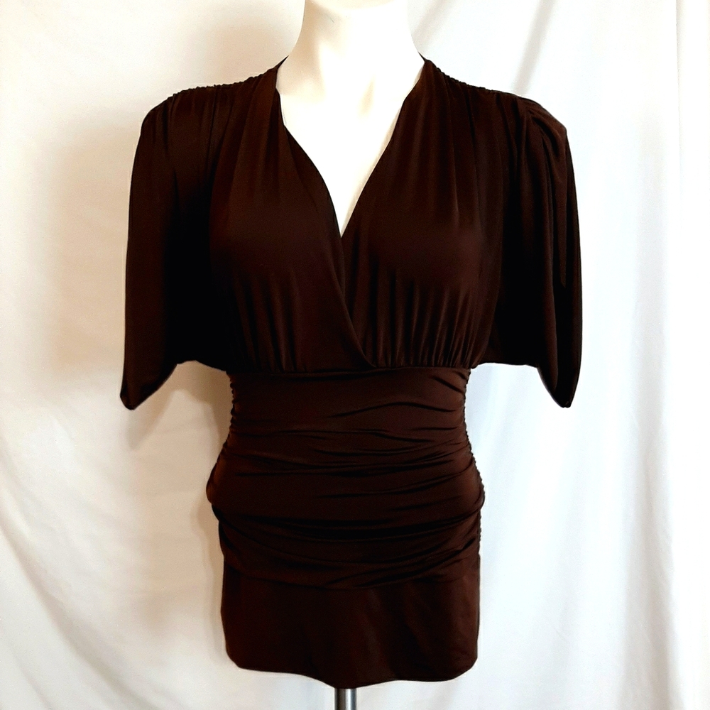 Rampage womens size small fitten wrap brown shirt